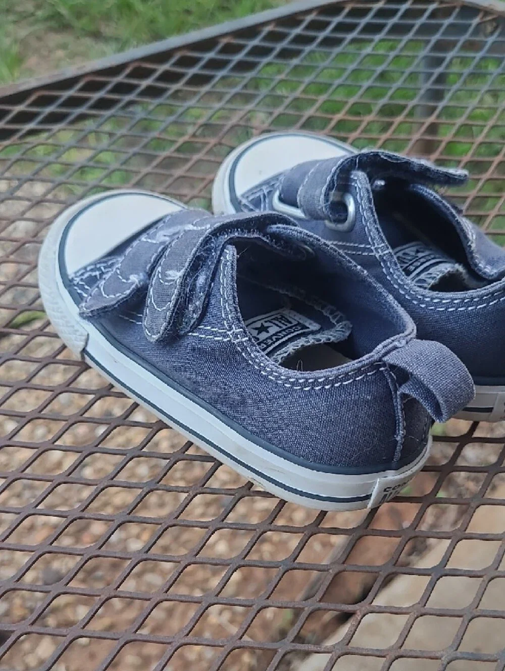 Converse Kids' Blue Canvas Double-Strap Sneakers Size 6